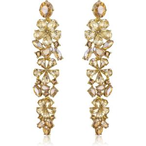 image:imageBriLove Sparkly Bling Rhinestones Marquise Teardrop Flower Cluster Dangle Earrings for Women Wedding Party Prom Jewelry AccessoryChampagne GoldTone