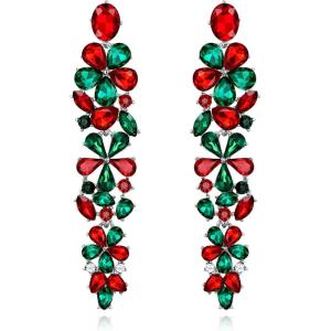 image:imageBriLove Sparkly Bling Rhinestones Marquise Teardrop Flower Cluster Dangle Earrings for Women Wedding Party Prom Jewelry AccessoryMulticolor GoldTone