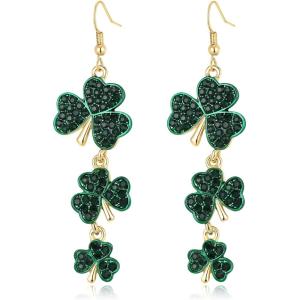 image:imageBriLove St Patricks Day Clover Earrings Dangling Hook Shamrock Green Earring for Women Party Prom AccessoriesMultiple Shamrock