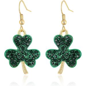 image:imageBriLove St Patricks Day Clover Earrings Dangling Hook Shamrock Green Earring for Women Party Prom AccessoriesSingle Shamrock