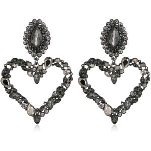 image:imageBriLove Stunning Gorgeous Large Heart Marquise Rhinestone Crystal Dangle Earrings for Women Brides Love Stud Grey BlackTone