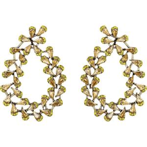 image:imageBriLove Womens Fashion Crystal Teardrop Vine Hoop Dangle EarringsChampagne Color Antiqued GoldTone