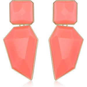 image:imageBriLove Womens Gorgeous Geometric Statement Dangle Drop Earrings for Party Prom Pink GoldTone
