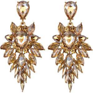 image:imageBriLove Womens Wedding Bridal Crystal Art Deco Marquise Teardrop Dangle Earrings for Brides03Champagne Color GoldTone