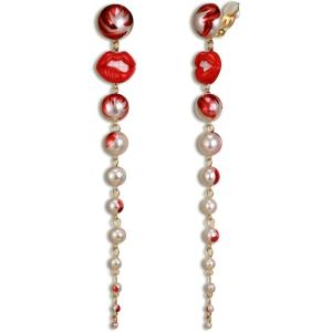 image:imageBrilove Halloween Blood Lips Pearls Drop EarringsGothic Vampire Long Drops Dangle ClipOn Earrings for Women Costume Cosplay Jewelry