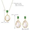 image:imageBriLove Baroque Freshwater Cultured Pearl Jewelry Set for Women Handmade Gorgeous Dainty Cubic Zirconia Real Pearls Pendant Necklaces Dangle Earrings Gift for Mothers DayEmerald Color