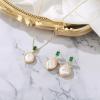 image:imageBriLove Baroque Freshwater Cultured Pearl Jewelry Set for Women Handmade Gorgeous Dainty Cubic Zirconia Real Pearls Pendant Necklaces Dangle Earrings Gift for Mothers DayEmerald Color