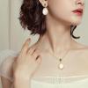 image:imageBriLove Baroque Freshwater Cultured Pearl Jewelry Set for Women Handmade Gorgeous Dainty Cubic Zirconia Real Pearls Pendant Necklaces Dangle Earrings Gift for Mothers DayEmerald Color