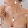 image:imageBriLove Baroque Freshwater Cultured Pearl Jewelry Set for Women Handmade Gorgeous Dainty Cubic Zirconia Real Pearls Pendant Necklaces Dangle Earrings Gift for Mothers DayEmerald Color