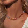 image:imageBriLove Handmade Unique Nature Stone Colorful Rainbow Turqoise Strand Choker Necklace for Women Beach Summer JewelryCircle Red