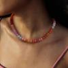image:imageBriLove Handmade Unique Nature Stone Colorful Rainbow Turqoise Strand Choker Necklace for Women Beach Summer JewelryCircle Red