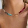 image:imageBriLove Handmade Unique Nature Stone Colorful Rainbow Turqoise Strand Choker Necklace for Women Beach Summer JewelryHoop