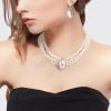 image:imageBriLove Vintage 1920s Costume Jewelry Multilayer Imitation Pearls Shiny Strand Choker Necklace Large Dangle Earrings for Women Wedding Halloween Cosplay Party Prom AccessoriesDangle