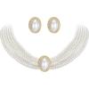 image:imageBriLove Vintage 1920s Costume Jewelry Multilayer Imitation Pearls Shiny Strand Choker Necklace Large Dangle Earrings for Women Wedding Halloween Cosplay Party Prom AccessoriesStud
