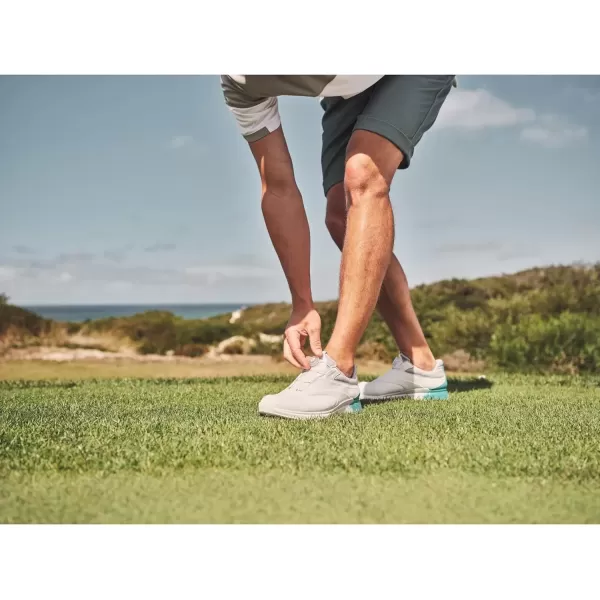 imageECCO Mens SThree Boa Goretex Waterproof Hybrid Golf ShoeWhiteCaribbeanConcrete