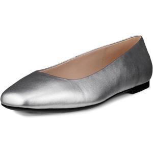 imageECCO Womens Margot Plain Toe Ballerina Ballet FlatPure Silver