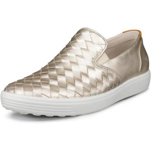 imageECCO Womens Soft 7 Woven Slipon 30 SneakerPure White Gold
