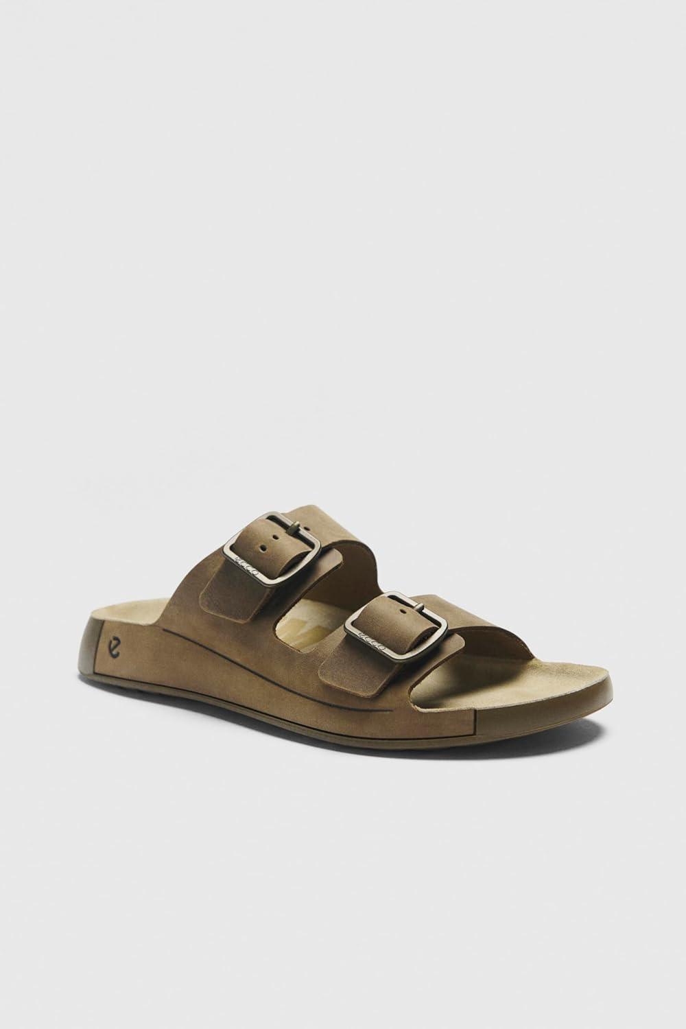 imageECCO Mens Cozmo Two Band Buckle Slide SandalNutmeg Brown Nubuck