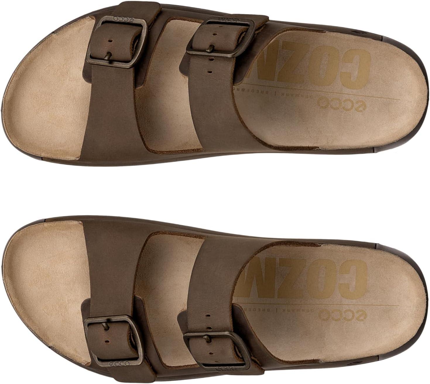 imageECCO Mens Cozmo Two Band Buckle Slide SandalNutmeg Brown Nubuck