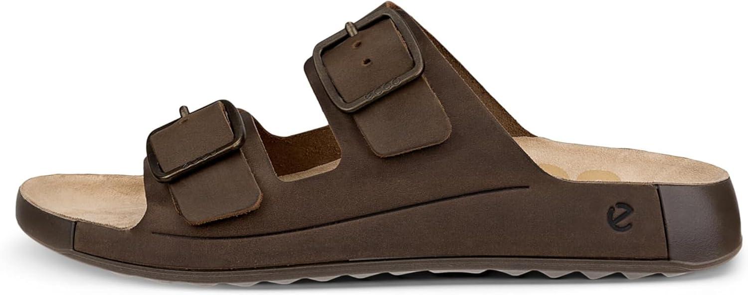 imageECCO Mens Cozmo Two Band Buckle Slide SandalNutmeg Brown Nubuck