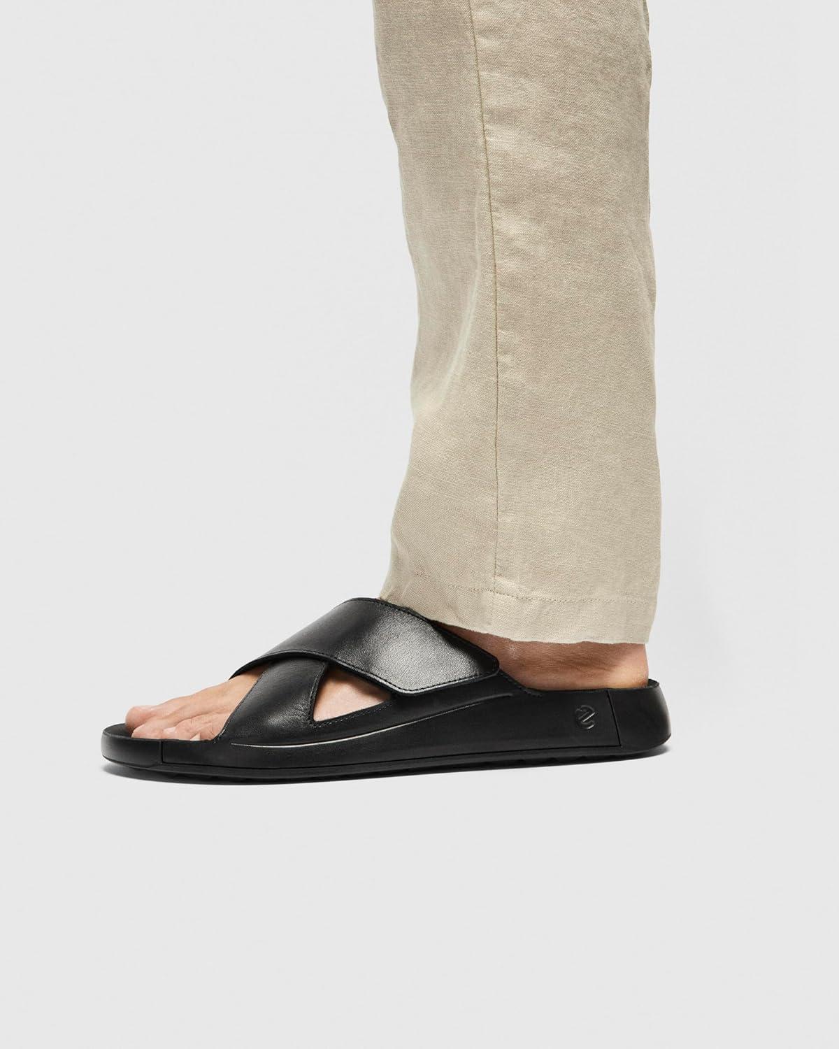 imageECCO Mens Cozmo Two Band Cross Slide SandalBlack