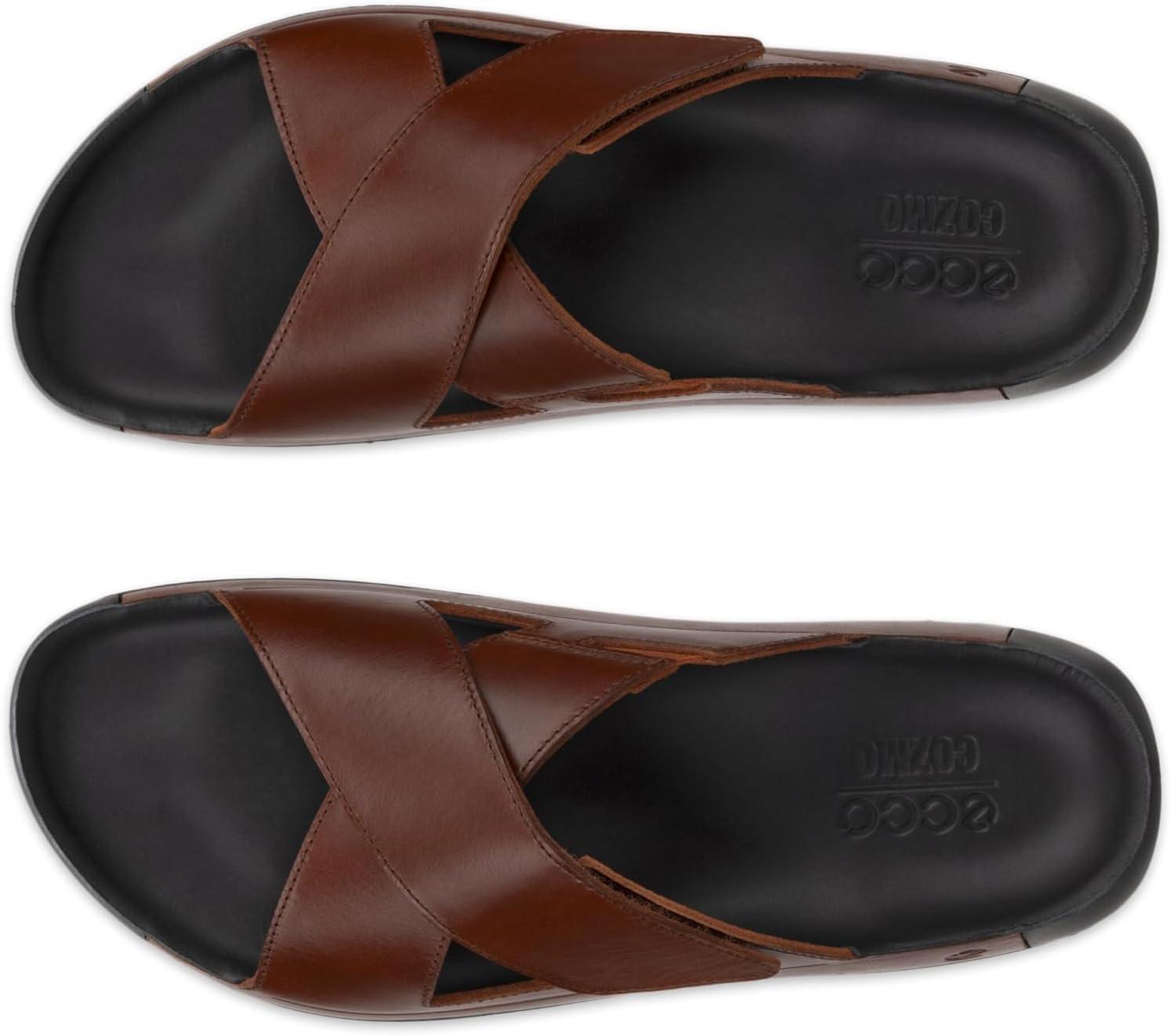 imageECCO Mens Cozmo Two Band Cross Slide SandalCognac
