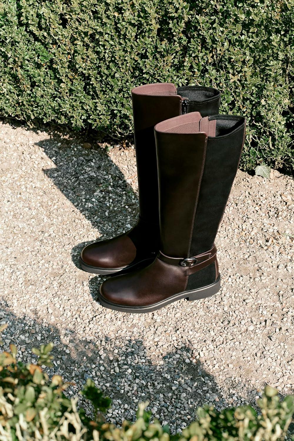 imageECCO Womens Amsterdam Stretch Tall Knee High BootMochaBlack