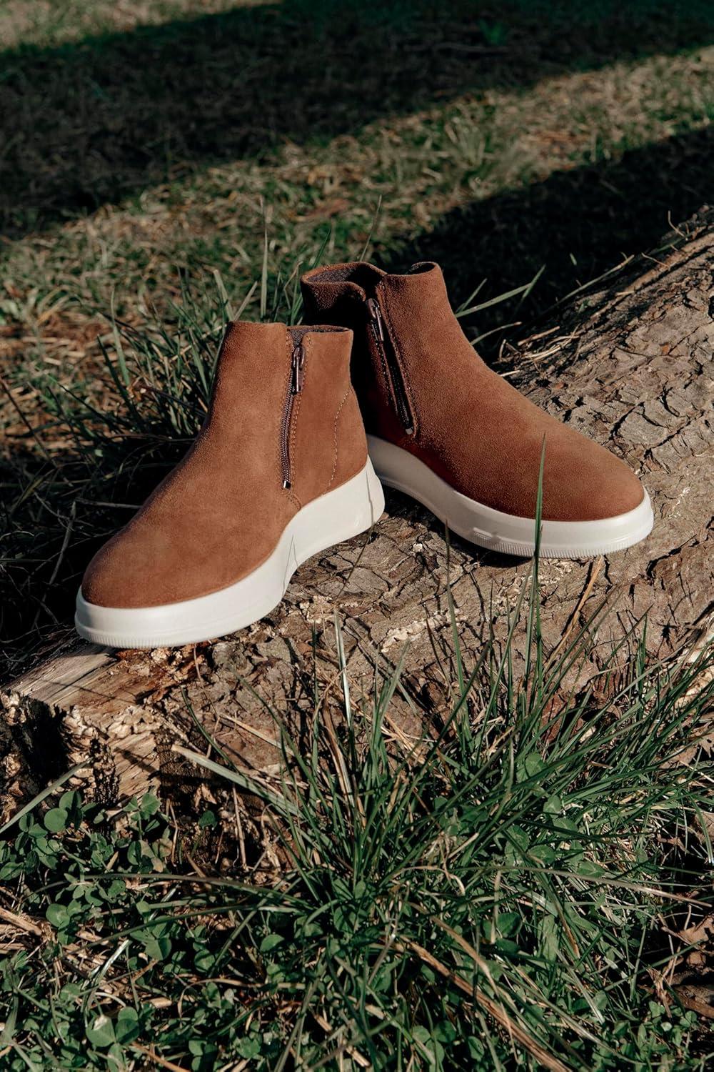 imageECCO Womens Move Zip Bootie Ankle BootCamel Suede