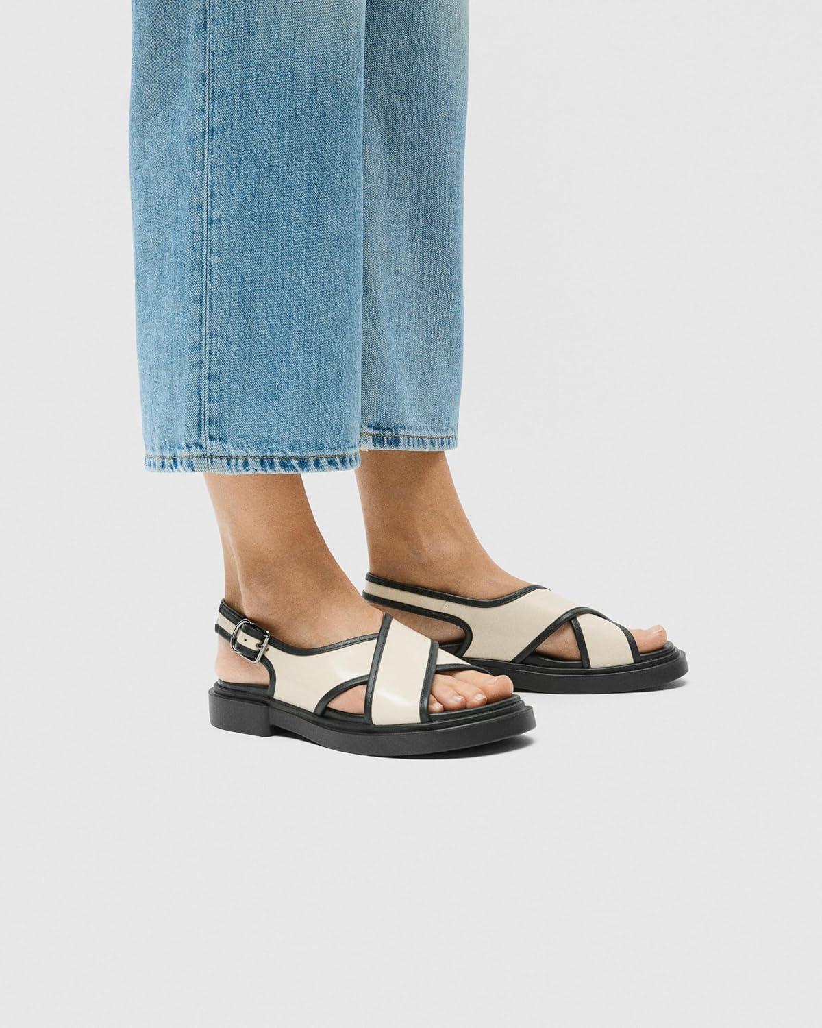 imageECCO Womens Seoul Cross Strap Slingback SandalLimestoneBlack