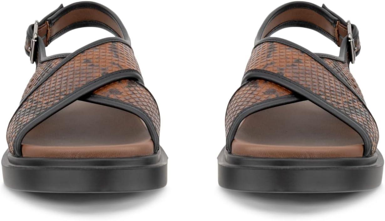 imageECCO Womens Seoul Cross Strap Slingback SandalMinkBlackCoffee Reptile Print