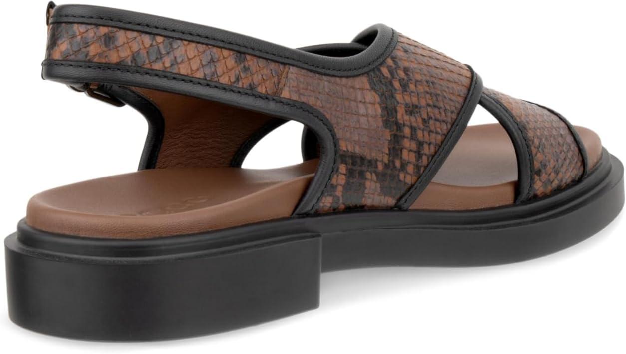 imageECCO Womens Seoul Cross Strap Slingback SandalMinkBlackCoffee Reptile Print