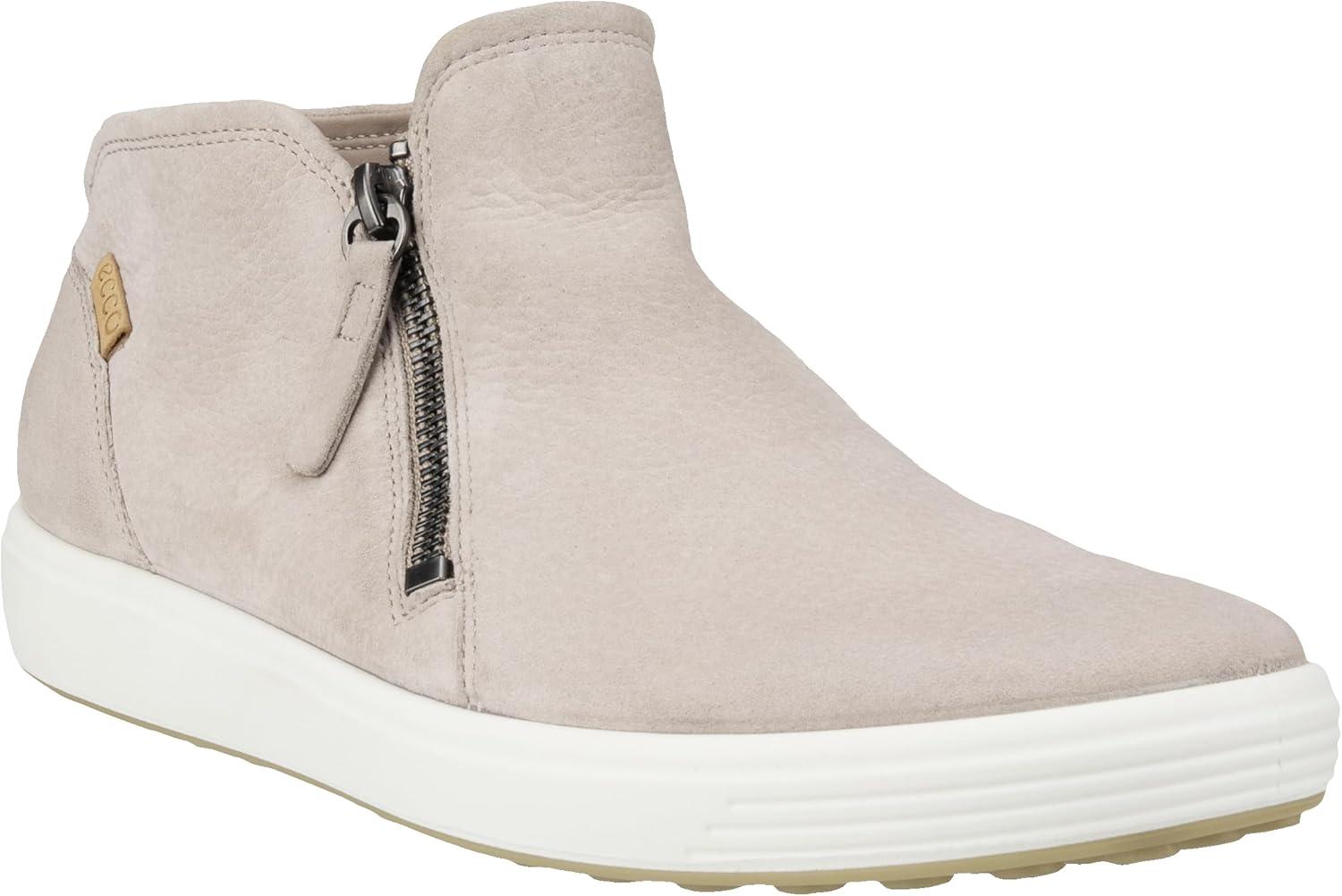 imageECCO Womens Soft 7 Side Zip Bootie Sneaker 75 USGrey Rose Nubuck