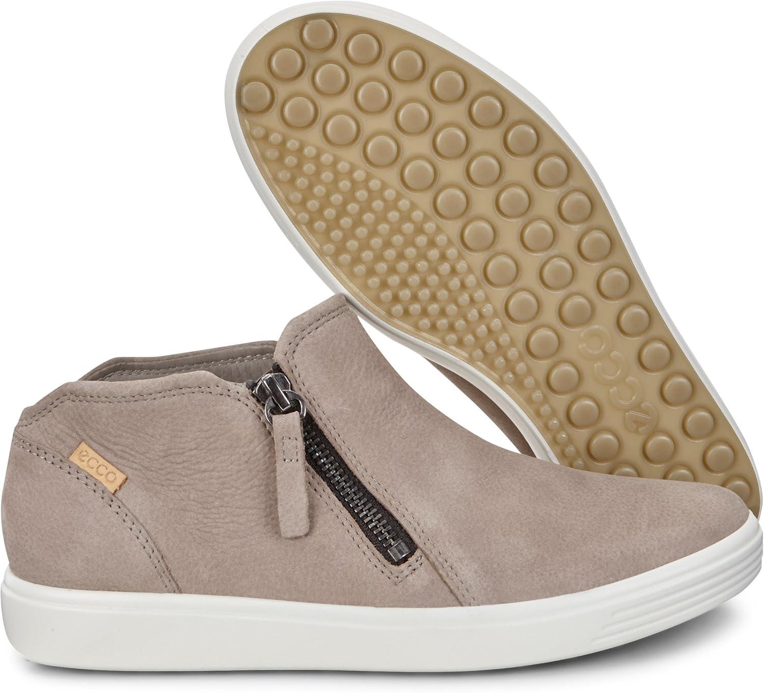 imageECCO Womens Soft 7 Side Zip Bootie Sneaker 75 USWarm GreyPowder Nubuck