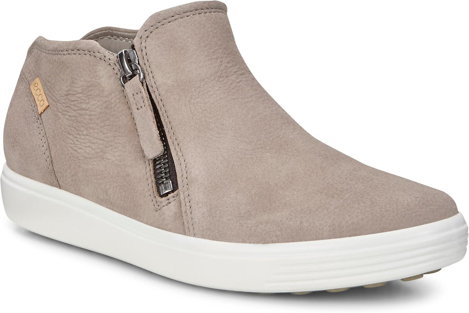 imageECCO Womens Soft 7 Side Zip Bootie Sneaker 75 USWarm GreyPowder Nubuck