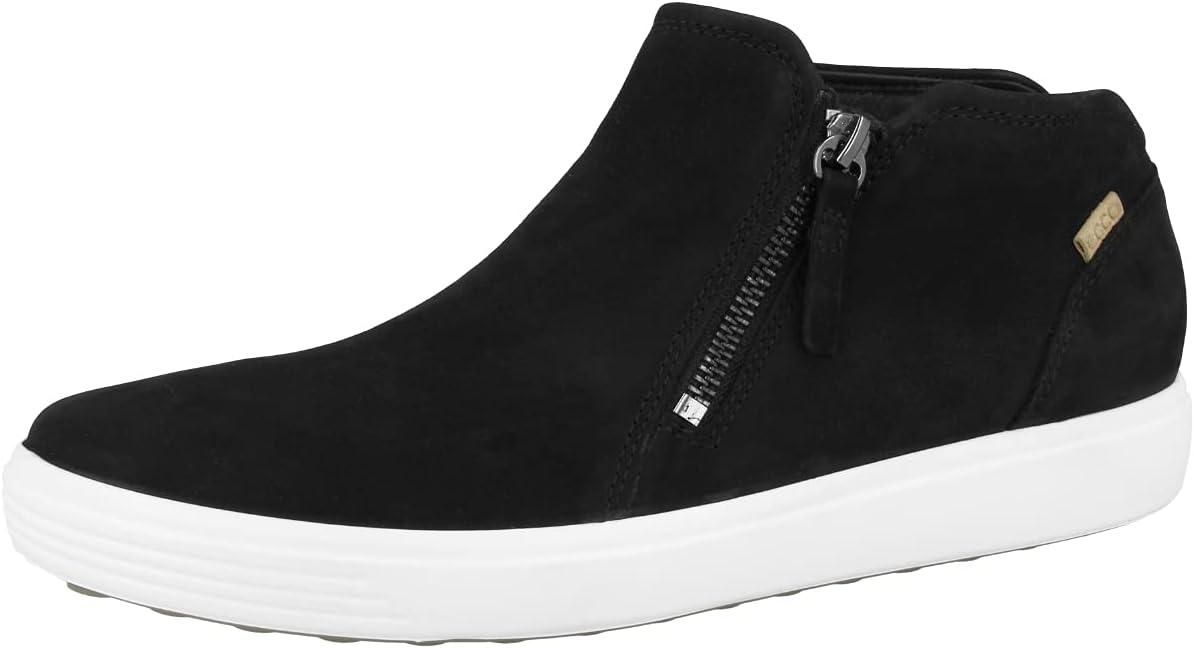 imageECCO Womens Soft 7 Side Zip Bootie SneakerBlackPowder Nubuck