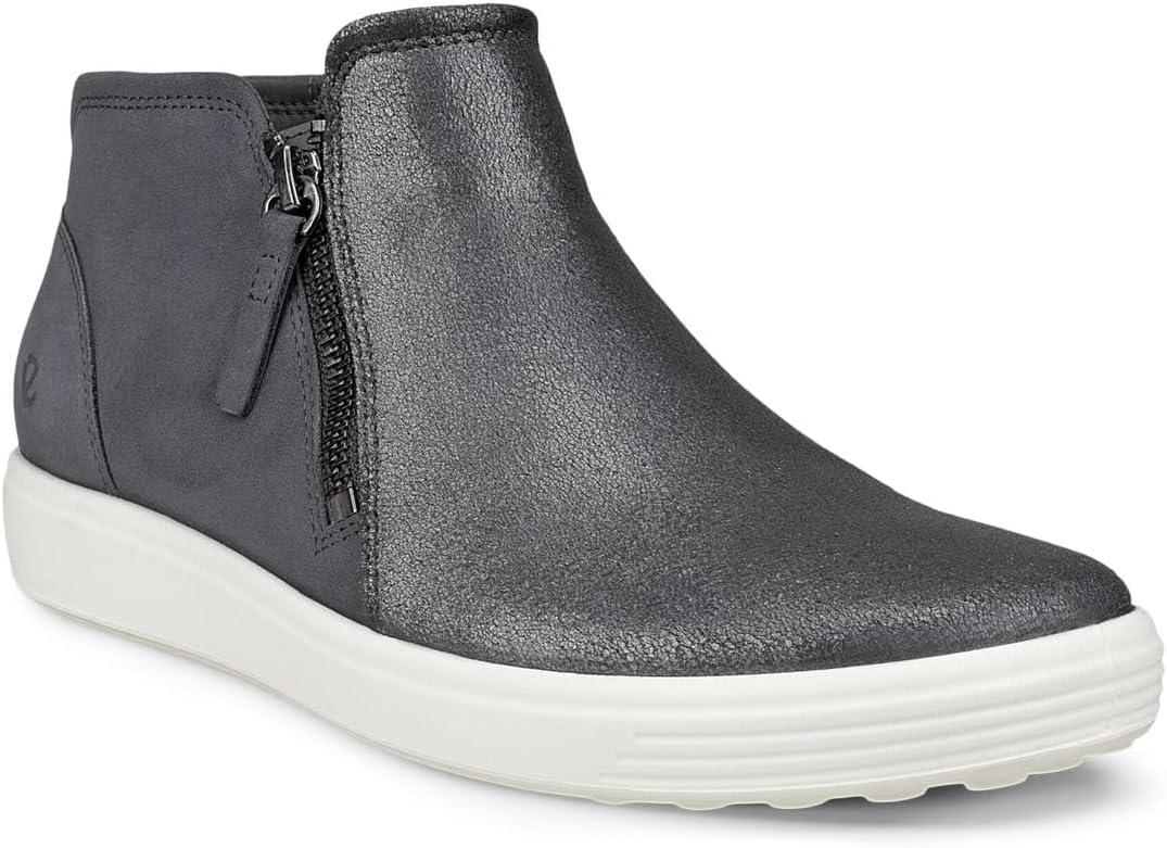 imageECCO Womens Soft 7 Side Zip Bootie SneakerSilver MetallicMagnet Nubuck