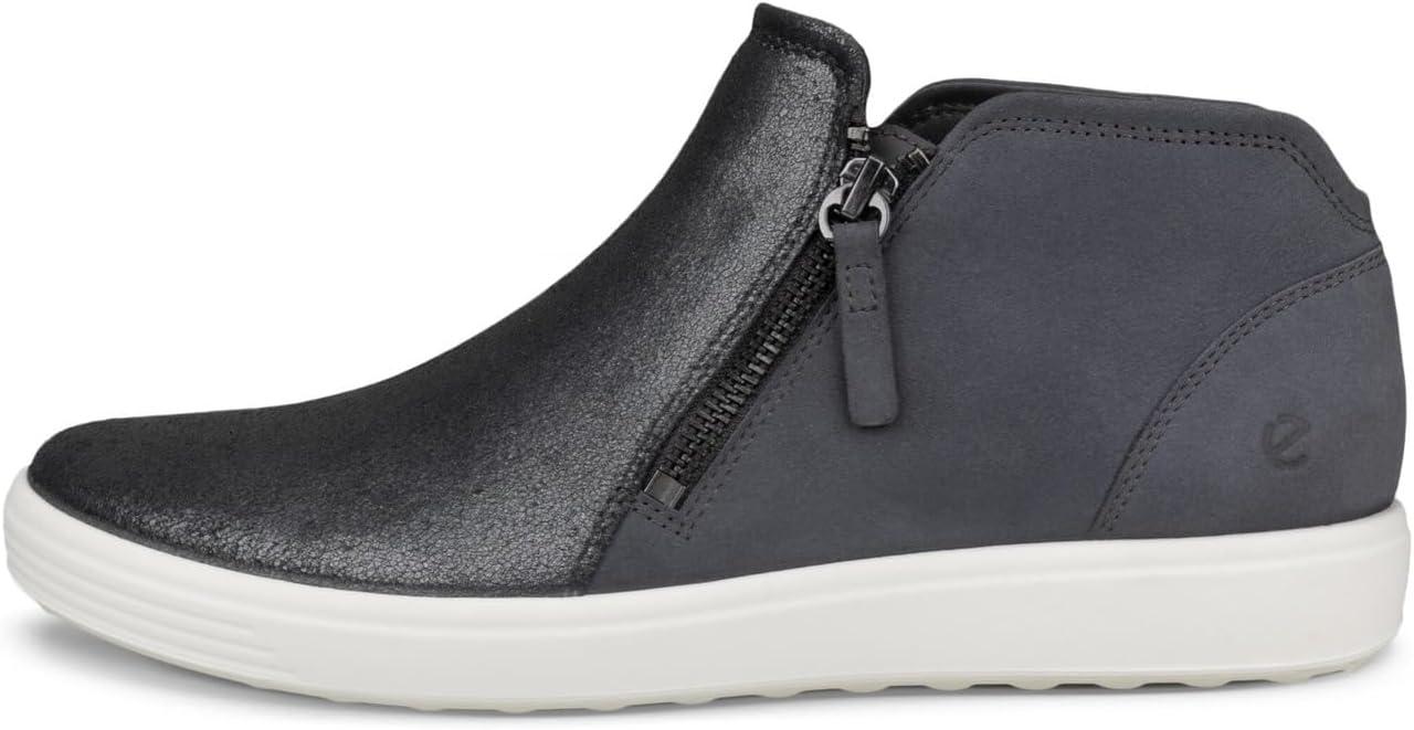 imageECCO Womens Soft 7 Side Zip Bootie SneakerSilver MetallicMagnet Nubuck