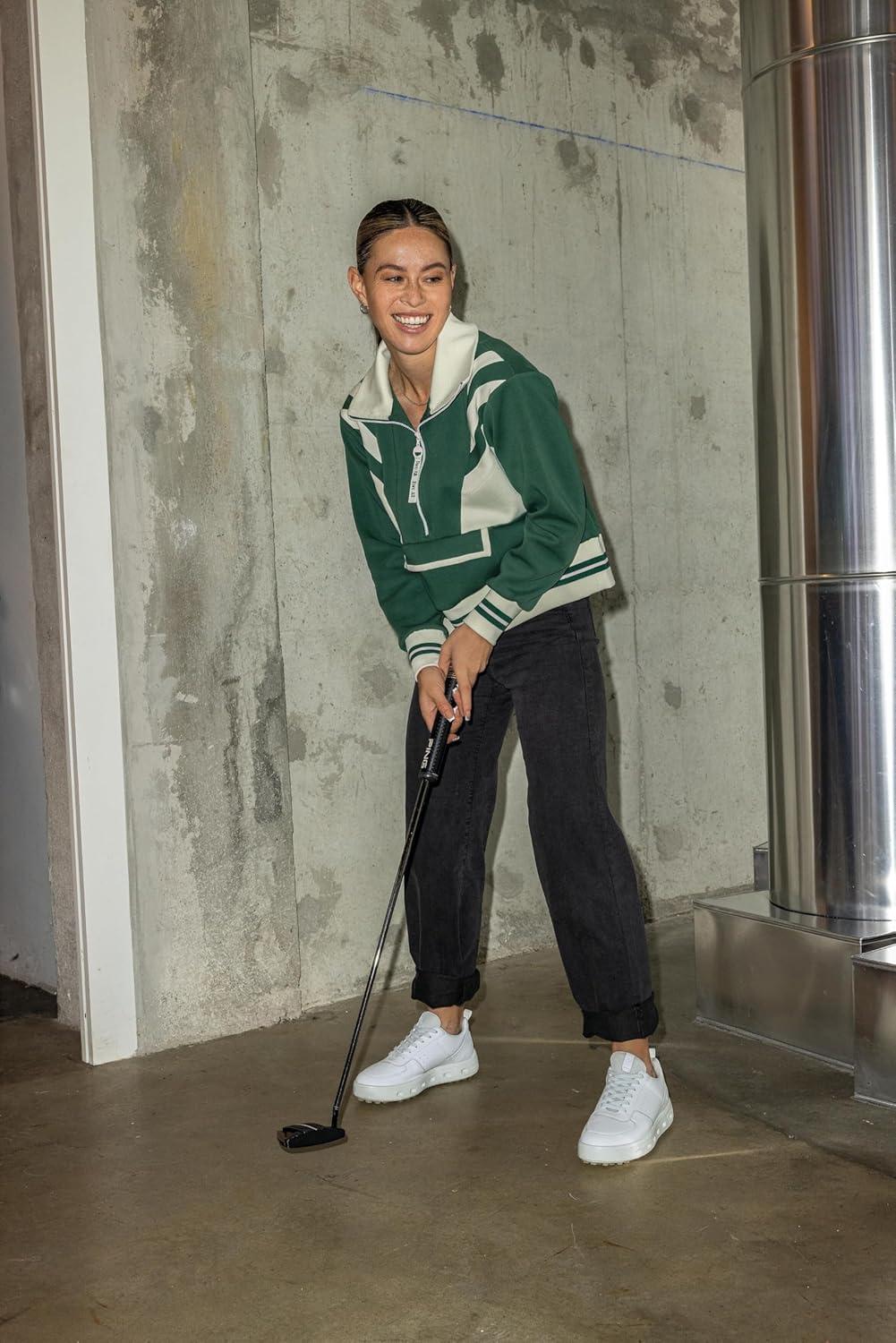 imageECCO Womens Street 720 Ds Goretex Waterproof Golf ShoeWhiteSilver Golf Course Print