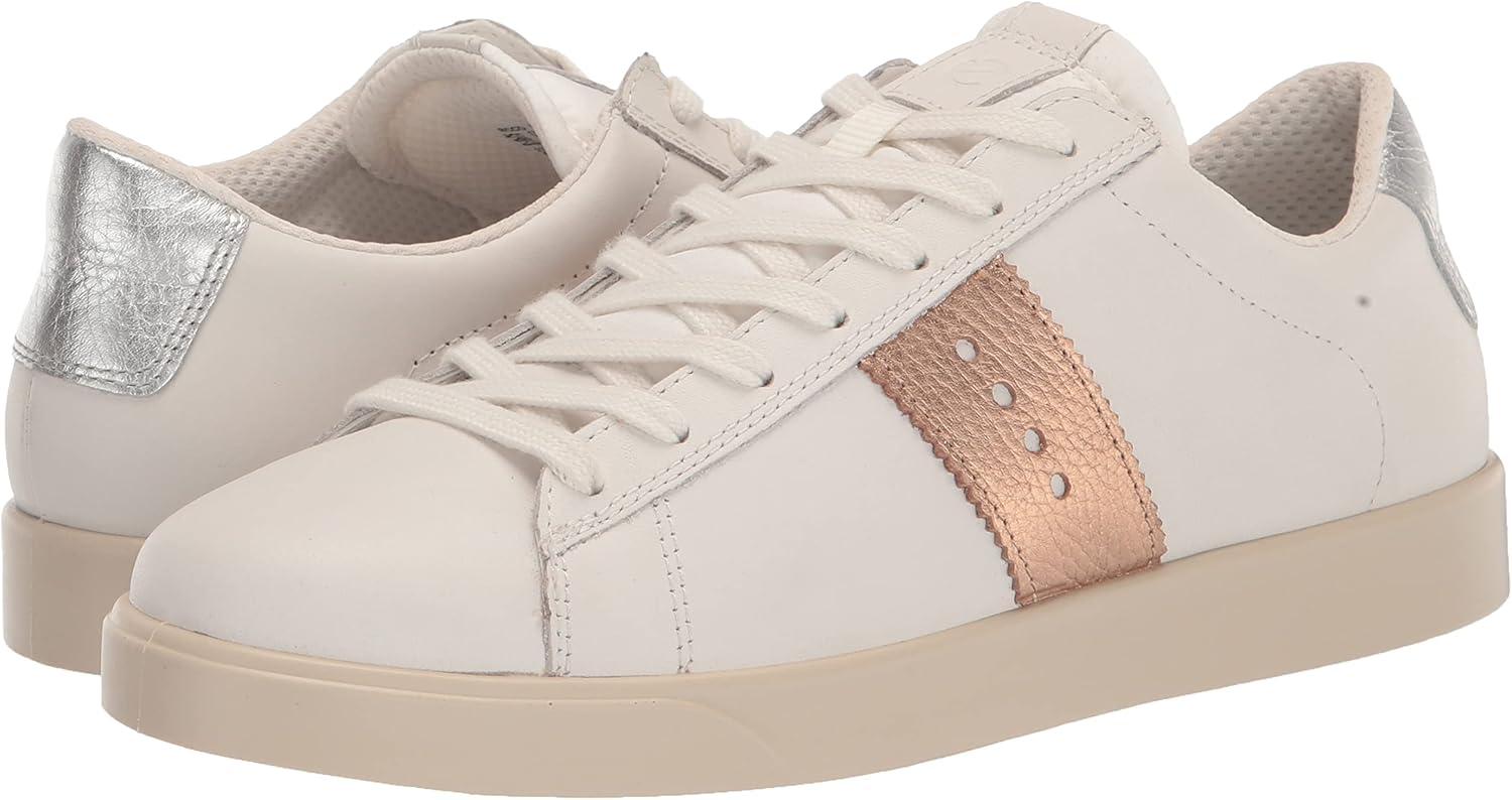 imageECCO Womens Street Lite Retro SneakerWhiteHammered BronzePure White Silver