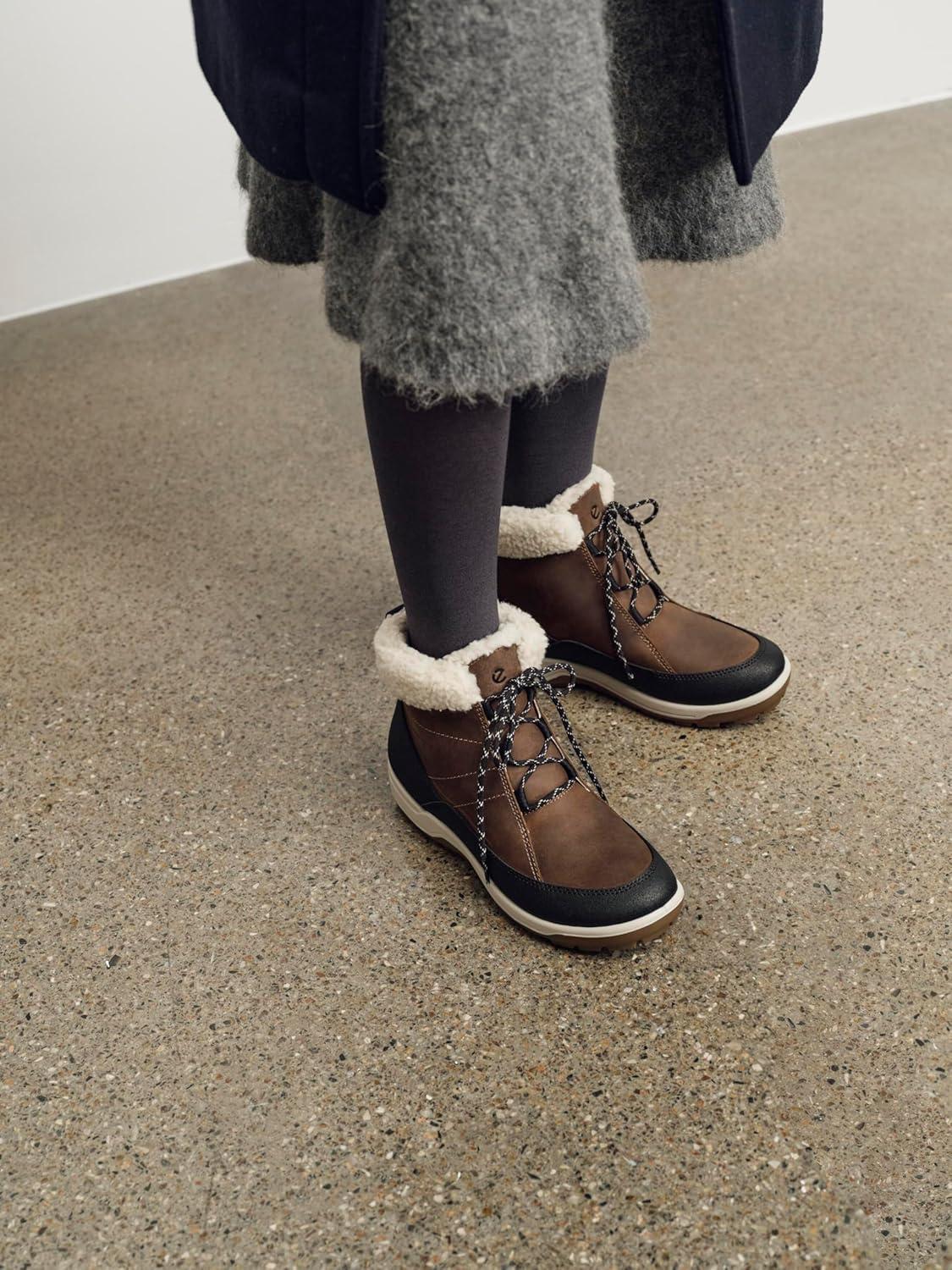 imageECCO Womens Trace Lite Waterproof Warm Lined Low Ankle BootBlackCamel