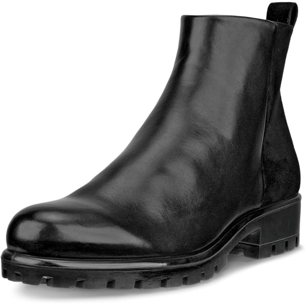 imageECCO Womens Modtray Plain Toe Zip Ankle BootBlackBlack Suede
