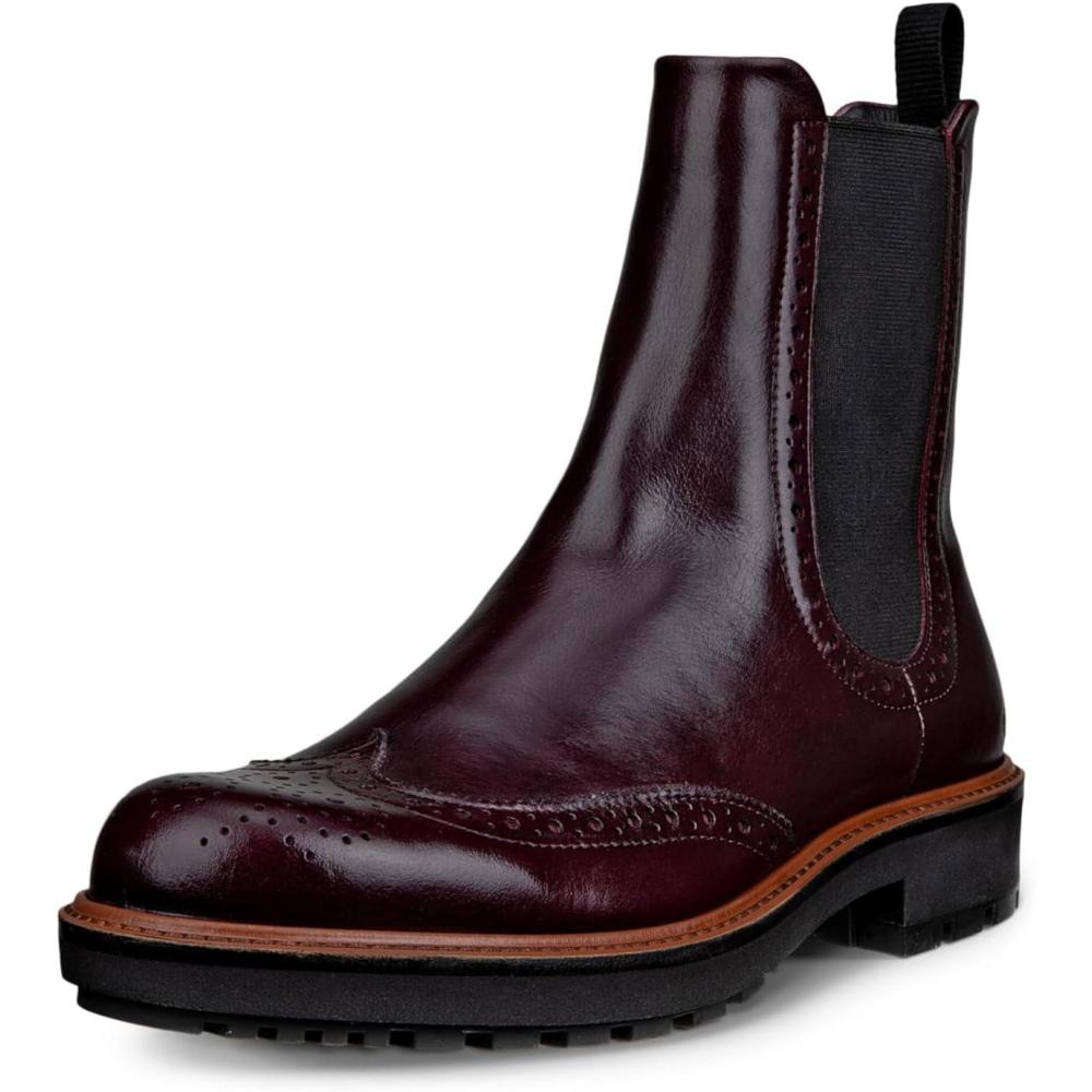imageECCO Womens Olso Wingtip Double Gore Chelsea BootDark Ruby