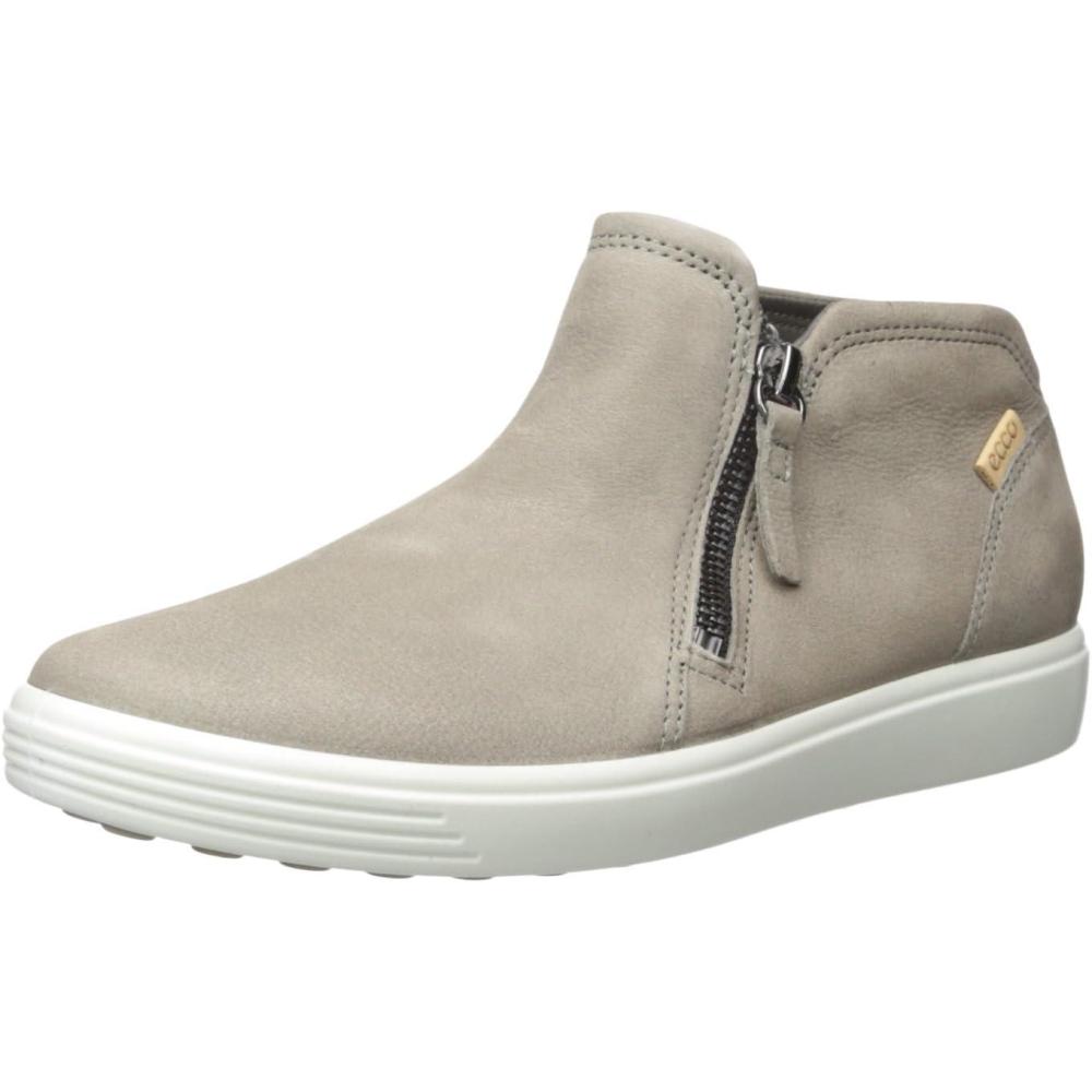 imageECCO Womens Soft 7 Side Zip Bootie Sneaker 75 USWarm GreyPowder Nubuck