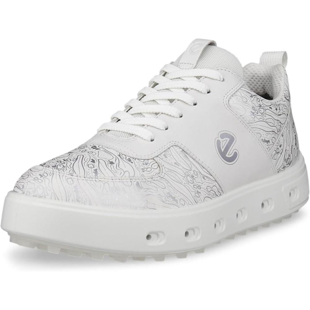 imageECCO Womens Street 720 Ds Goretex Waterproof Golf ShoeWhiteSilver Golf Course Print