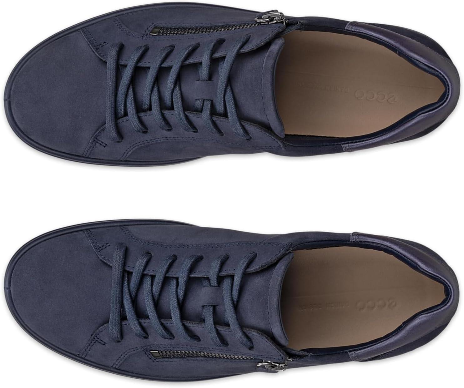 imageECCO Womens Soft 7 Side Zip LaceMarine NubuckGreystone Metallic