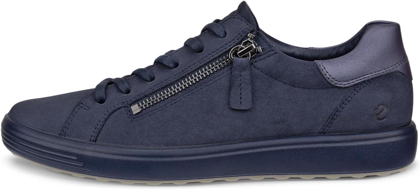 imageECCO Womens Soft 7 Side Zip LaceMarine NubuckGreystone Metallic