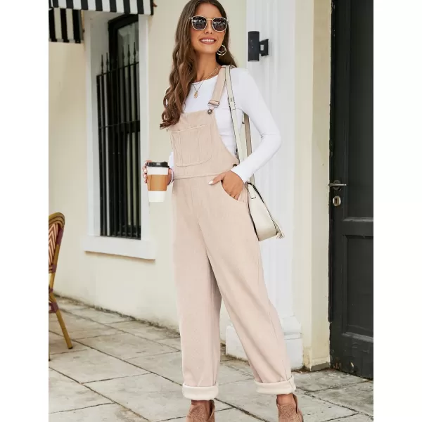 Flygo Corduroy Overalls for Women Loose Fit Adjustable Straps Long Bib Pants Wide Leg Jumpsuits