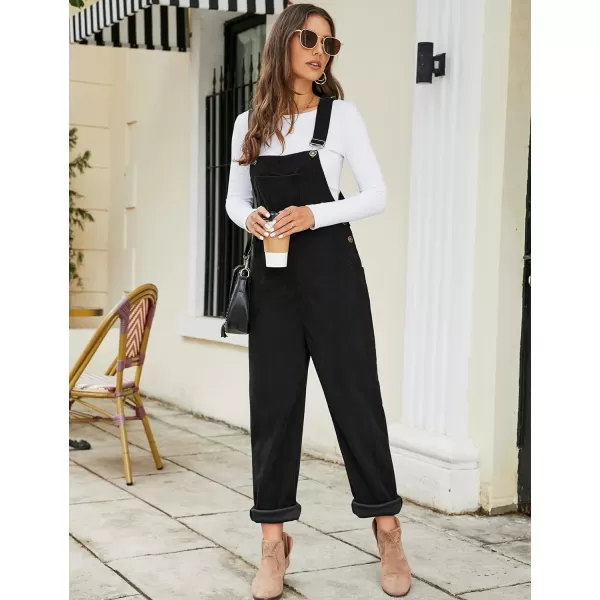 Flygo Corduroy Overalls for Women Loose Fit Adjustable Straps Long Bib Pants Wide Leg Jumpsuits