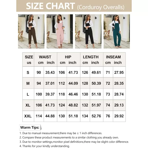 Flygo Corduroy Overalls for Women Loose Fit Adjustable Straps Long Bib Pants Wide Leg Jumpsuits