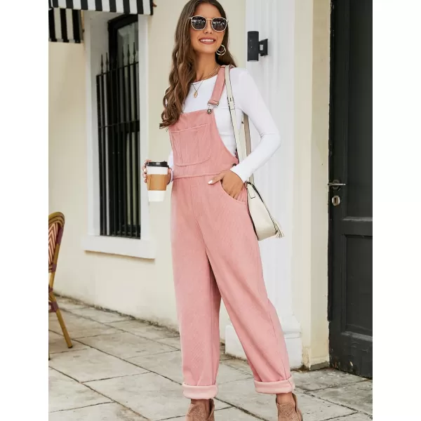 Flygo Corduroy Overalls for Women Loose Fit Adjustable Straps Long Bib Pants Wide Leg Jumpsuits